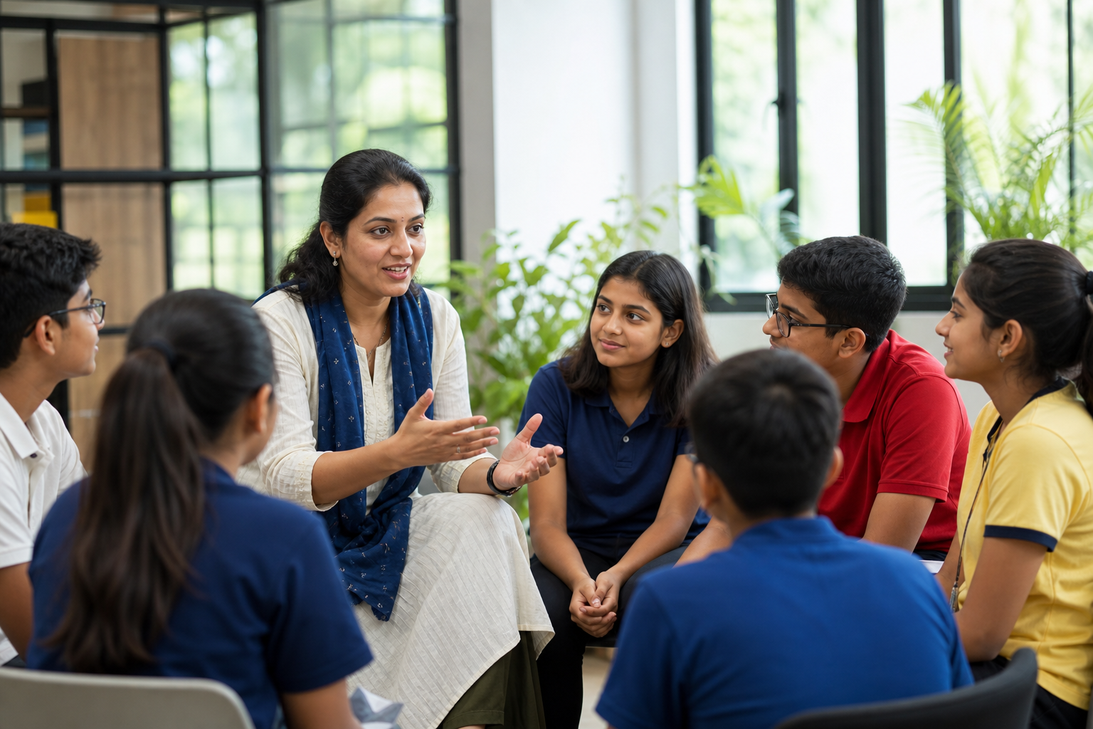 Students in a leadership and personality development mentorship session